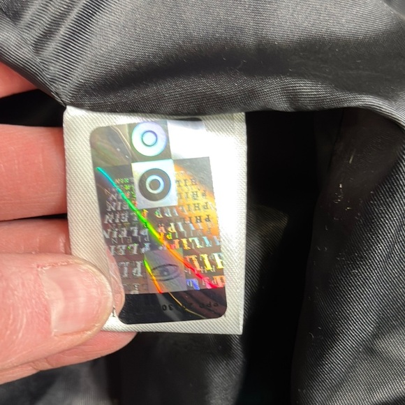 Philipp Plein Homme Men’s Black Wool Winter Coat Featuring 100% Leather Sleeves - Picture 7 of 16